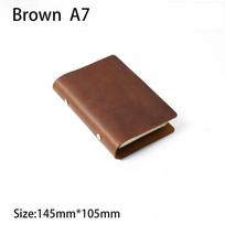 AIGUONIU Genuine Leather Handmade A7 Size Ring Planner Vintage Unisex Hardcover Loose-Leaf Bound 100 Sheets Notebook Notepad (Brown,145mm*105mm*25mm&A7) ruda