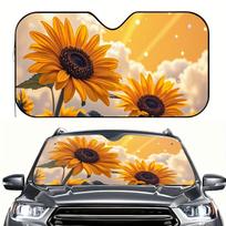 1pc Of Vibrant Orange Sunflowers Car Sun Visor Designed For Thermal Insulation, Serving As A Sun Shield For Driving In Desert Co 130x70cm black