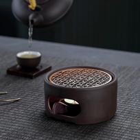 2026New Ceramic Teapot Warmer With Metal Heating Base, Winter Warm Tea Stove,Retro Candle Holder gray