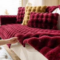 Sustorinta Dirbtinio Triušio Kailio Pliušinė Sofa Užvalkalas Neslystantis Minkštas Sofa Rankšluostis Sofos Pagalvėlės Dangalas Svetainei Moderniam Namų Dekorui 90x70cm 1pcs