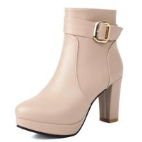 Platforminiai Ankle Boots Moterims Ruduo Žiema Aukštakulniai Sagtis Raudoni Juodi Trumpi Batai Elegantiški Šokių vakarėlio Batai Dideli Dydžiai 43 chaki