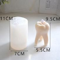 Didelė 3D dantų silikoninė žvakė, imituojanti dantis, aromaterapija, gipso dervos muilas, kepimo forma namuose Art Deco vakarėlio ornamentas 1pcs beige