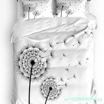 Dandelion Flowers Black Duvet Cover Bed Bedding Set For Double Home Textile Quilt Cover Pillowcases Bedroom Bedding Set No Sheet EU Single 135*200cm/53x79in 3pcs white