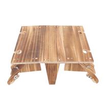 Wooden Folding Picnic Basket Table Outdoor Portable 2 in 1 Vintage with Wine Glass Holder Type 2 beige