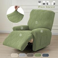 4 vnt. lapų žakardo dalijama recliner sofos užvalkalas Patvarūs recliner kėdės užvalkalai Elastingi fotelių užvalkalai apsauginiai Funda Sofá namams beige