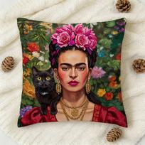 1 vnt. Frida animacinio stiliaus dvipusė spausdinta kvadratinė dekoratyvinė pagalvės užvalkalas sofai, svetainei, namų dekoravimui Peach skin 18*18(CM)-1Pcs brown