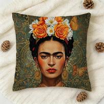 1 vnt. Frida animacinio stiliaus dvipusė spausdinta kvadratinė dekoratyvinė pagalvės užvalkalas sofai, svetainei, namų dekoravimui Peach skin 35*35(CM)-1Pcs