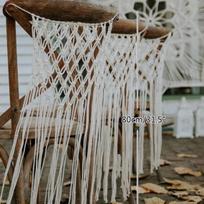 Wedding Bohemian Macrame Chair Backs Decor Boho Chair Cover for Bride Groom Wall Garland Nursery Room Indoor Home Decoration gray