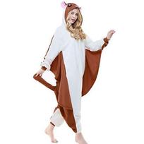 Unisex Lion Cosplay Costume Adult Onesie Jumpsuit Soft And Cozy Lounge Wear Brown Flying Squirrel,S white