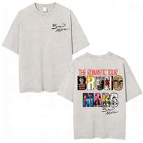 Bruno Mars Pop Singer Romantic Tour 2026 Washed Vintage T-shirt Men Women Hip Hop Pop Music T Shirts Casual Cotton Loose T Shirt S white
