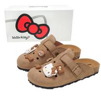 Sanrio Hello Kitty Black Hawaiian Summer Clogs Cute Cartoon Slip-On Retro Thick Sole Non-Slip Closed-Toe Slippers Women footwear ST253427D-1 40 beige
