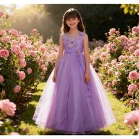 Girls Long Princess Dress Kids Formal Performance Gown 170cm brown