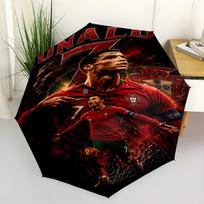 Cristiano Ronaldo Real Madrid Outdoor Automatic Umbrella Compact 8-Rib Design Durable Plastic & Iron for Outdoor Daily Use Fashion Lovers sans brown