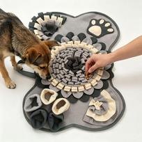 Cat Sniffing Puzzle Mat: Slow Feeder & Treat Dispenser Toy gray