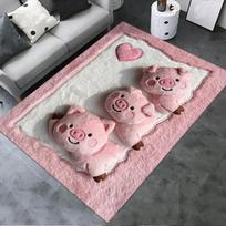 2D PLOKŠTAS 2025 Naujas Mielas rožinis paršelis Kilimas Kilimas svetainei Miegamajam Namų Sofos Dekoracija, Vaikų žaidimų Neslystantis grindų kilimėlis 60x90cm( 23x35in ) gray