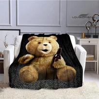 Animacinis meškiukas Tedas Spausdintos antklodės Šiltos flanelinės antklodės Minkštas ir patogus antklodės lovos užvalkalai Gimtadienio dovana 100x150cm black
