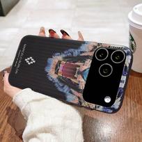 M-MARCELO B-BURLON Phone Case For IPhone 17 16 15 14 13 12 11 Corrugated Frosted Soft Cover Anti-Slip iPhone 16pro max gray