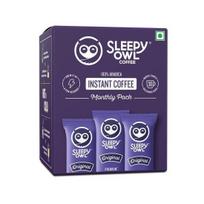 Sleepy Owl Original Freeze Dried Coffee Sachets | 60g - Pack of 30 x 2g Instant Coffee Powder Sachets | 100% Arabica Beans | Aromatic Coffee Pouch blue