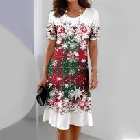 Kalėdinė suknelė moterims Elegantiška O formos iškirptė Trumpomis rankovėmis Suknelės plius dydžio Raudona Kasdienė Vakarėlio Vasarinė suknelė Mada Vestidos XL white