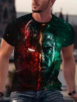 Marvel Geležinio Žmogaus Anime Rašto 3D Spausdinti Marškinėliai, Vasaros Superherojų Gerbėjų Drabužiai, Vyriški Laisvalaikio Mados Trumpomis Rankovėmis Drabužiai 5XL black