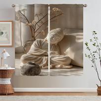 Repose Buddha Virtuvinės užuolaidos Parduodamos Nemokamas pristatymas Blackout užuolaida Svetainės dekoravimui Miegamojo užuolaidos 2 vnt. the W74xH114cmx2pcs-CL