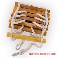 Custom Length Fire Escape & Rescue Rope Ladder Non-slip Square Wood 40cm Spacing 3m brown