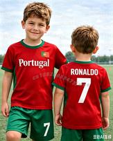 26 berniukai Ronaldo Nr.7 Futbolo marškinėliai Šortai Rinkinys Moterys Vyrai Harajuku PORTUGALIJA Gerbėjai Marškinėliai Šortai Rinkinys Vaikai Sportinis kostiumas 2 dalių rinkinys 120