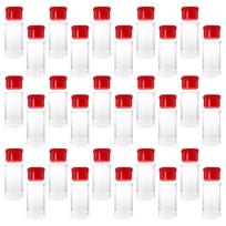 30Pcs Plastic Seasoning Bottles Transparent Spice Dispenser with Rotating Lid for Cheese Pepper Sugar Cocoa Powder Kitchen Bbq raudona