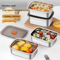 Nerūdijančio plieno maistui tinkama šaldytuvo bento ir maisto dėžutė su dangteliu Square Sealed Box 600ml 410 Stainless gray
