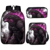 Godzilla vs. King Kong 2Godzilla x Kongnaujas mokinio kuprinės krepšys dėklas trijų dalių rinkinys Backpack