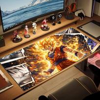 Son Goku Print  Cushion Non-slip Laptop Tablet Big Mousepad XXL Mat Mini PC Playmat With Lock edge 30cmx60cm(11.8x23.6inch) orange