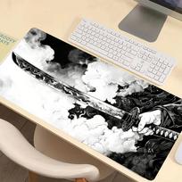 Black Samurai Sword Gaming Mouse Pad Large Cool Mats Nonslip Rubber Base Desk Mat Washable Pads For Game Office Playmat 800x300x2mm
