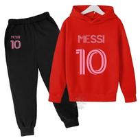 Futbolo Žvaigždė Messi Vaikų Hoodies Rinkinys Gatvės Mada Berniukams ir Mergaitėms Rudens Sportinis Megztinis + Sportinės Kelnės 2 Dalių Rinkinys Lauko 110 black