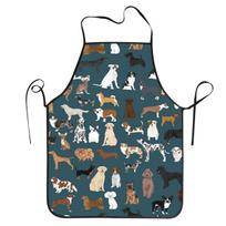 Animal Dog Apron Chef Cuisine Tablier Waterproof Bib Kitchen Cleaning Pinafore for Women Men Gardening 55x68cm gray