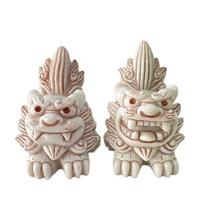 Kubakasaya Šisa Figūrėlė Okinavos Suvenyras Įėjimo Pora Drąsus Liūtas Šisa Sėkmė Feng Šui Talismanas Sėkmės Talismanas Riukiu pilka spalva