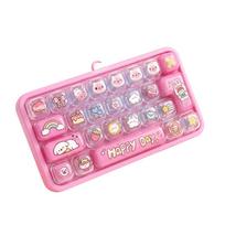 Cute Design Mini Keyboard Pendant 26-Key Keyboard Keychain  Desktop Decoration Style C pink