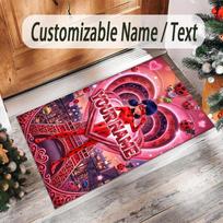 Personalized Crystal Velvet Carpet Custom Name Text,Miraculous Ladybug Anti Slip Area Rug For Home Decoration 40cmx60cm pink