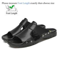 Summer Men Leather Slides Slippers Plus Size 50 51 52 Casual Shoes Outdoor Beach Black Soft Sandals Flat New Fashion 2026 52