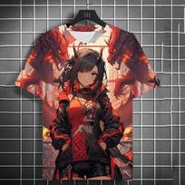 Warrior Katana Girl's 3D Printed Personalized Anime T-shirt 5XL brown