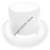 X6HE Elegant Stage Performances Tall Hat Cosplay Costume Gentleman Hat with Roll Trim Adult Carnivals Party Photography Hat S white