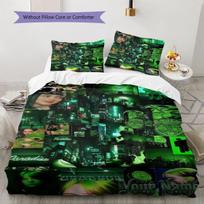 Billie Eilish Custom Name Pattern Bedding,Quilt Set Quilt Cover Pillowcase Home Birthday Gift(1 * duvet cover + 2 * pillowcase, without core) 140x200cm white