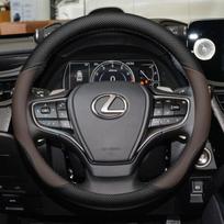 Ultra-Thin Genuine Leather Steering Wheel Cover Lexus ES200 ES300h RX350 NX200 CT200 UX260 Universal Fit 38cm Diameter 38 cm black