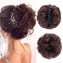 Sintetinių plaukų kuodelio žnyplės įsegamas chignon plaukų priauginimas garbanotas netvarkingas kuodelis arklio uodega plaukų priauginimai gumytė plaukų priedai moterims 1PC black