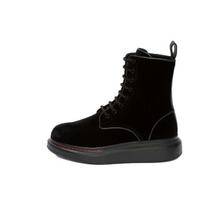 Alexander McQueen Hybrid Lace Up Boot Velvet Black Women's 586395W4IKX1000 37.5 black