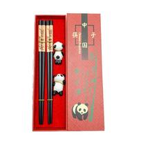 2 Pair Non-slip Panda Chopsticks Gift Set With Chopstick Rest Sushi Chopsticks  Friend Style A