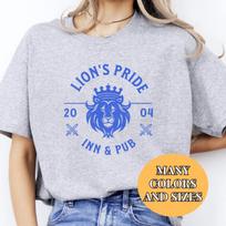 World of Warcraft Shirt Lions Pride Inn Tshirt Gift for WoW Gamer Video Game Fan Shirt Gaming Tee Gift for Gamer Tshirt Gift Nerd Geek Tee 140 gray