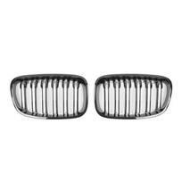 2012-2014 For BMW 1 Series F20 Grill Double Slats Gloss Black/Matt Black/Black+Chrome ABS Front Kidney Grille style A gray