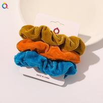 3pcs Velvet Scrunchies Elastic Rubber Hair Bands Women Girls Soft Solid Headbands Ponytail Holder Hair Rope Tie Accessories oranžinė