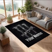 Monster Energy Crystal Velvet Rug, Custom Name Text Personalized Non‑Slip Floor Mat for Home Decor Gift 80cmx120cm