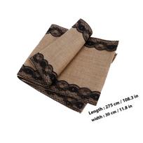 275x30cm Burlap Table Runner with Lace Edging Rustic Elegant Linen Dining Table Runner for Wedding Baby Shower Christmas Party juoda